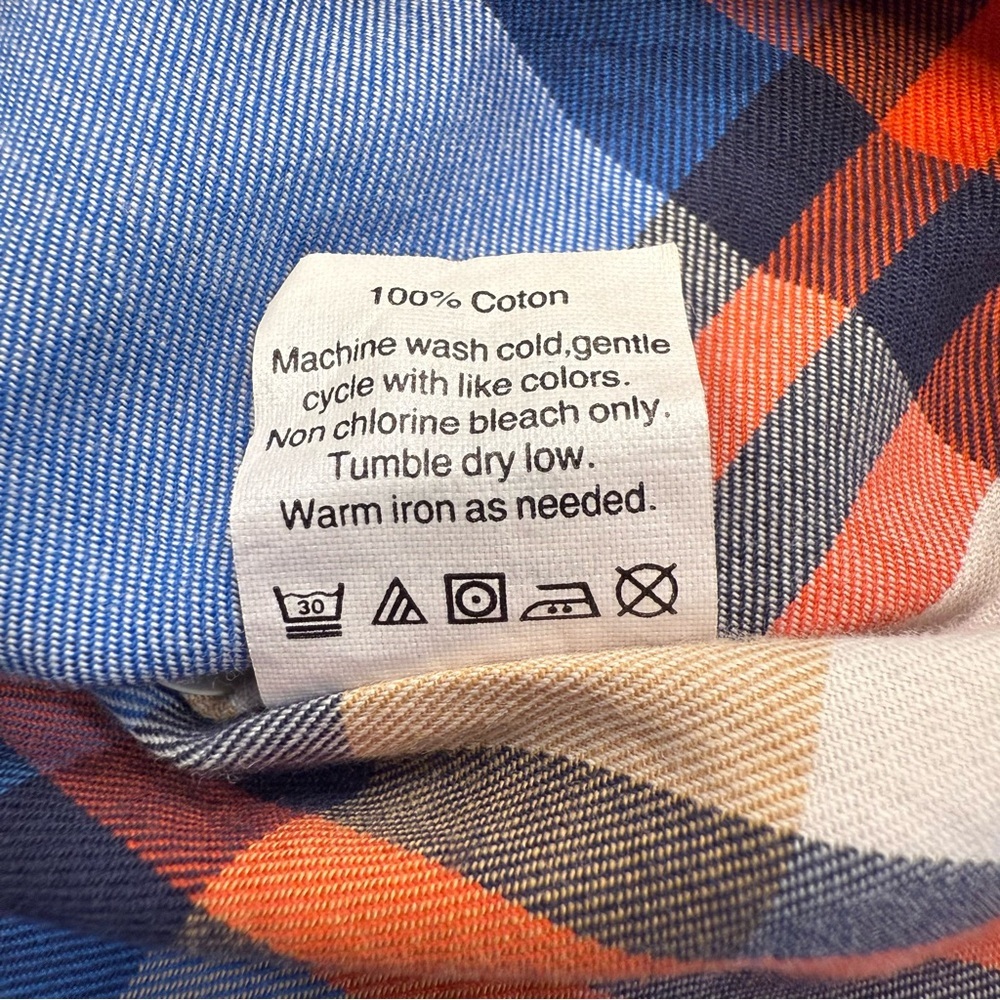 J Crew Perfect Shirt Womens Petite XXS Blue Orange Plaid 100% Cotton Button Up - Picture 5 of 5